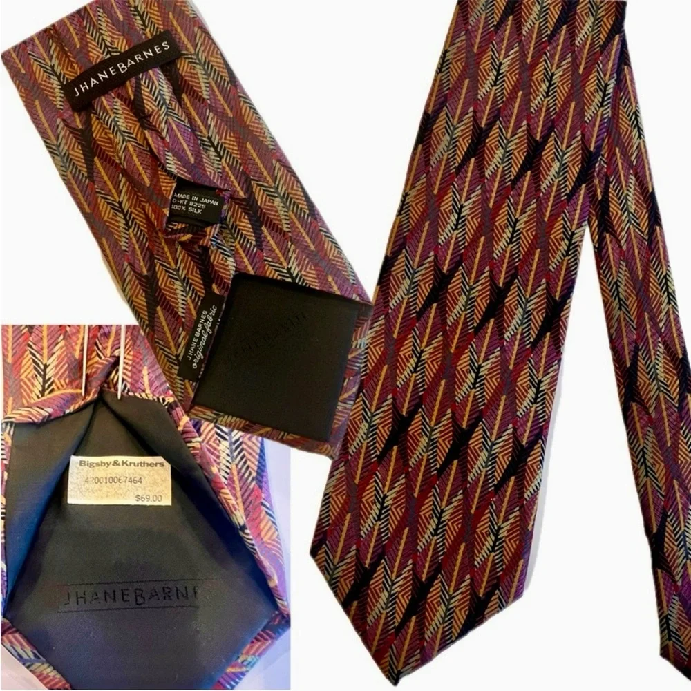 Vintage tie with price tag that has a history Jhane Barnes Abstract design
